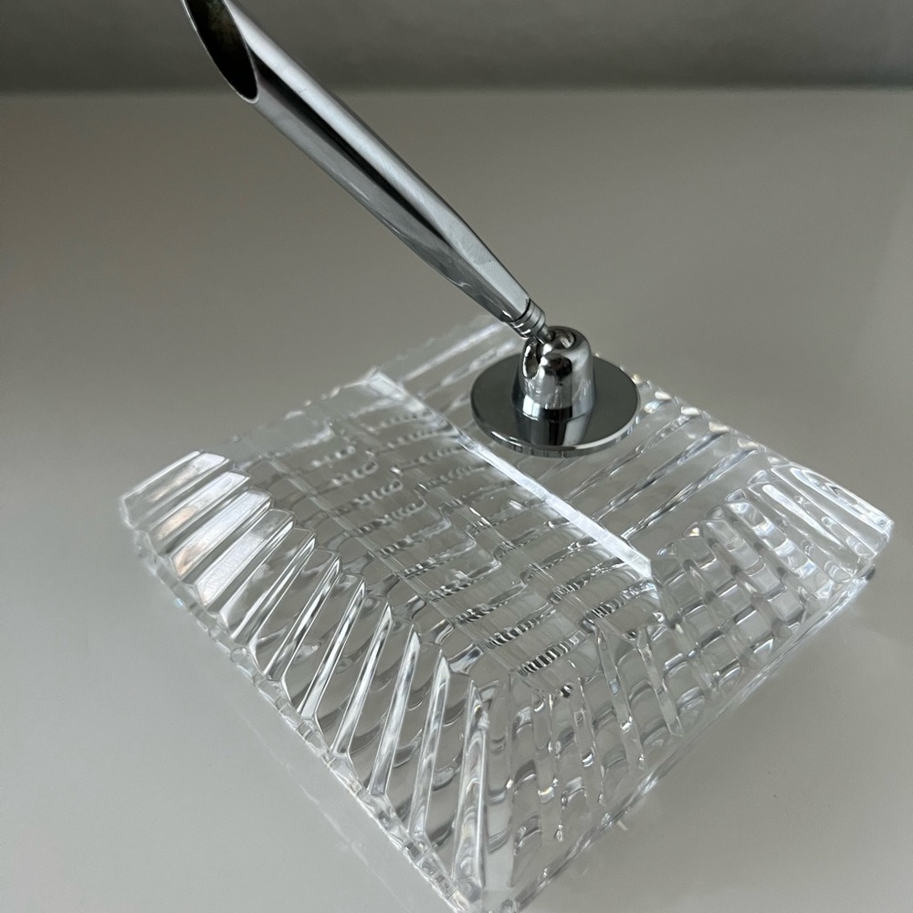 Waterford Crystal Executive Desk Pen Holder / Paper Weight.  4” x 4”